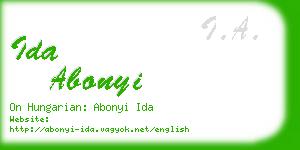 ida abonyi business card